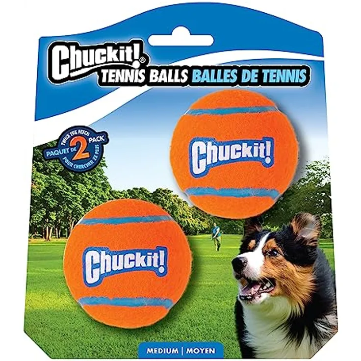 Schmeiß es weg! Tennisball-Hundespielzeug, robust, geeignet für Apportierspiele, geeignet für Hunde, Größe M, 2er-Pack