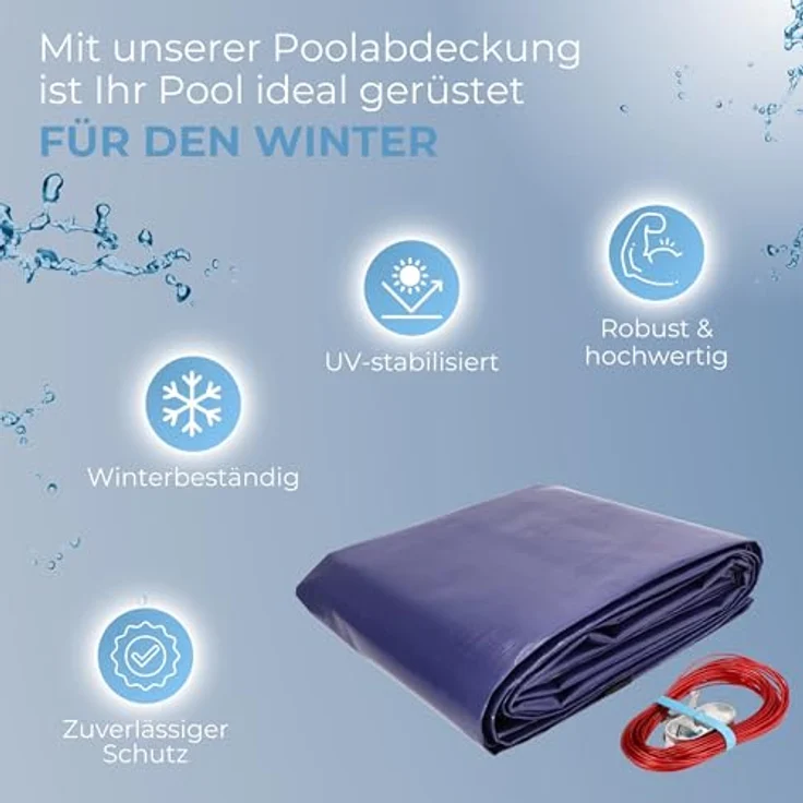 Winterabdeckplane für Rundbecken 300 g-m² mit Randverstärkung, geeignet für Beckengröße: 3 m, blau, schwarz - Preisvergleich – Bild 5