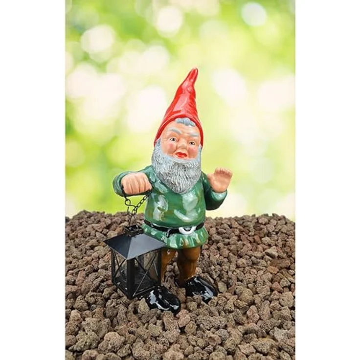 Heissner Original HEISSNER Gartenzwerg 'Waldemar', Gartenwächter-Zwerg mit Laterne, 17 x 12 x 34 cm – Bild 4