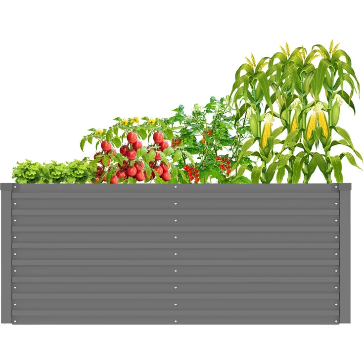 KONIFERA Hochbeet Emmy, bodenloses Gartenbeet aus hellgrauem verzinktem Stahl, mit Verstrebungen für mehr Stabilität, 150x80x60 cm