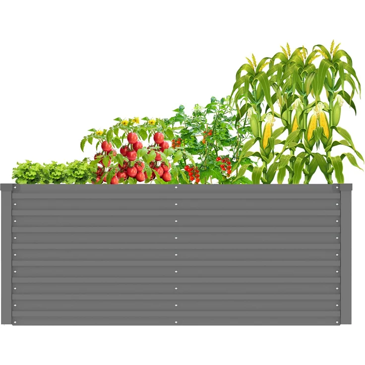 KONIFERA Hochbeet Emmy, bodenloses Gartenbeet aus hellgrauem verzinktem Stahl, mit Verstrebungen für mehr Stabilität, 150x80x60 cm
