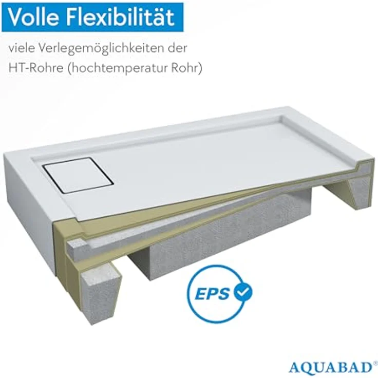 AQUABAD® Duschwanne Komplettset Finca LeakProtect® Smooth White, Rechteck 80x100cm mit Ablaufgarnitur – Bild 5