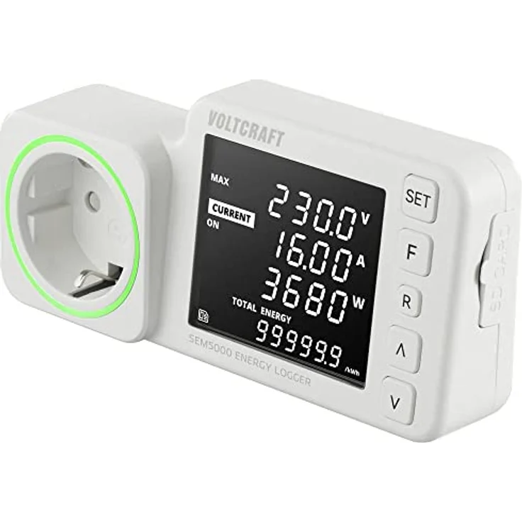 Voltcraft SEM5000 Energiekosten-Messgerät mit Kostenprognose und Alarmfunktion, SD Karten Daten-Mitschreibfunktion, LED-Ring (farbwechselnd) – Bild 1