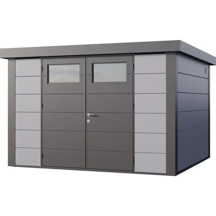 Telluria Metallgerätehaus Classico 3330, Doppeltür, robustes Metall mit UV-Schutz, lichtgrau
