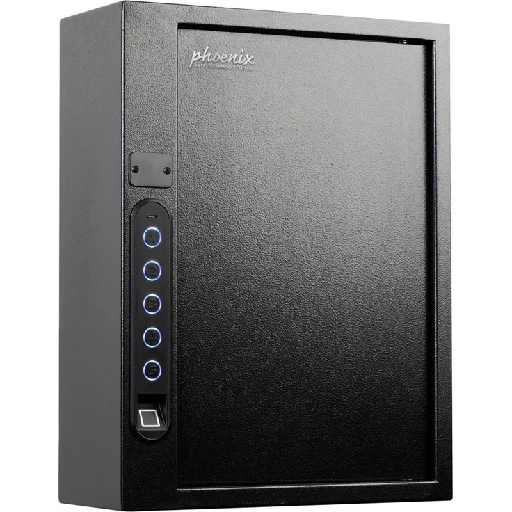 Phoenix KS0021F Fingerprint Key Safe, Schlüsseltresor mit 60 Haken, elektrisches Schloss, schwarze Lackierung, LED-Beleuchtung