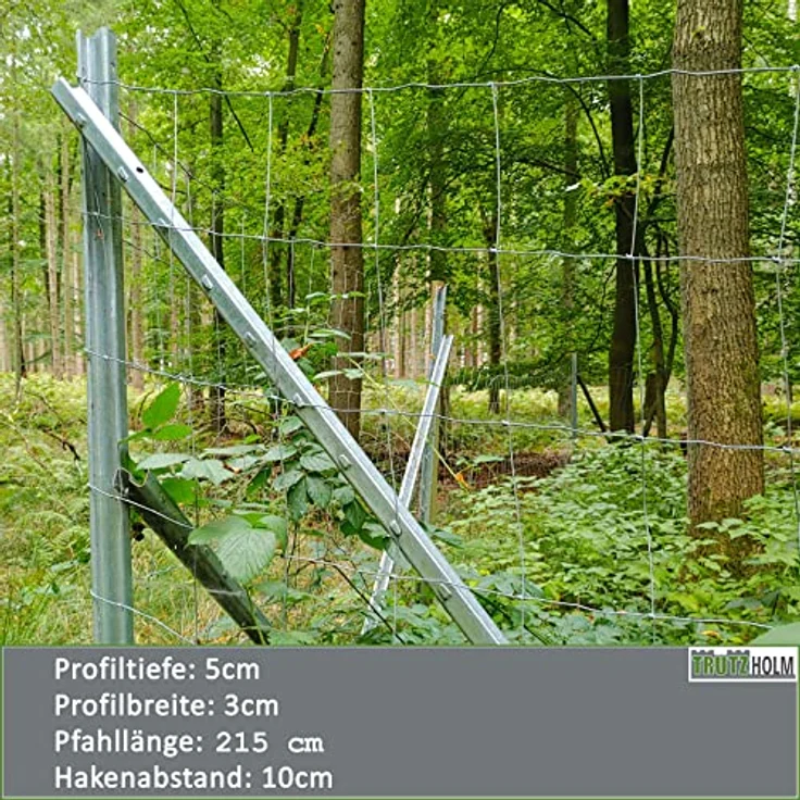TRUTZHOLM Z-Profil Zaunpfosten 215 cm verzinkt, 30er Set mit stabilen Haken für Wildzaun und Weidezaun, Silber – Bild 2
