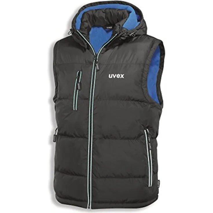 Uvex 9892 Herren-Arbeitsweste - Schwarze Männer-Thermo-Steppweste - Reflektierende Paspeln und Fleece gefüttert XL