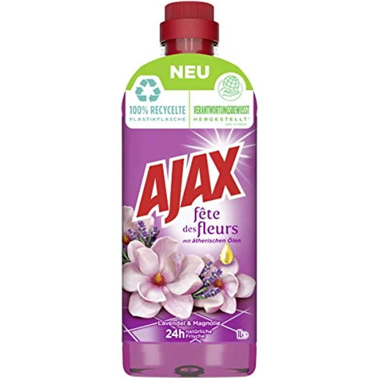 AJAX Allzweckreiniger Lavendel & Magnolie, 1000 ml - Haushaltsreiniger für müheloses Putzen, hilft bei der Reinigung von Keimen, 24h natürliche Frische – Bild 1