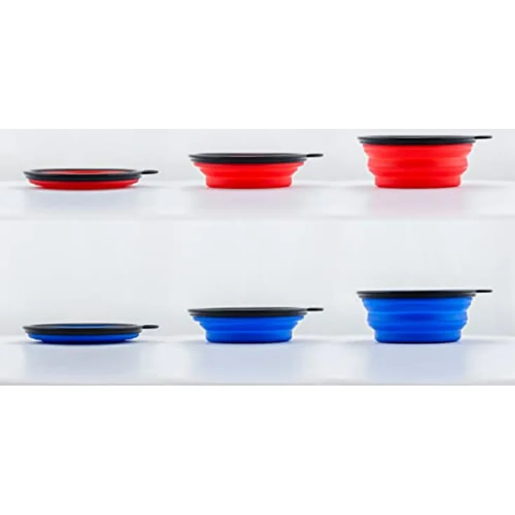 PRECORN 2er Set Faltbarer Reisenapf Hundenapf Futternapf Wassernapf 250 ml Hunde Katzen Haustier Napf Trinknapf in rot und blau – Bild 4