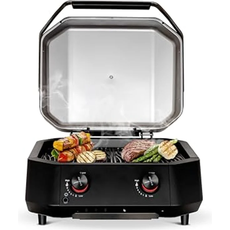 cozze - Premium Gasgrill mit 5,0 kW Leistung und Auto-Ignition - 510x390 mm Grillfläche, Inklusive Regulator und Thermometer, Schwarz/Edelstahl – Bild 1