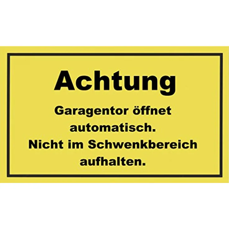Metafranc Hinweisschild ''Achtung! Garagentor öffnet automatisch.'' - 300 x 200 mm - Beschilderung - Infoschild - Warnschild - Warnmarkierung - Sicherheitsmarkierung - Gefahrenhinweis - 500430