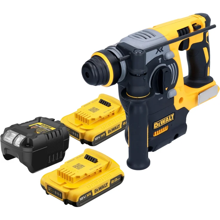 DeWalt DCH 273 D2 Akku Kombihammer 18V 2,1 J SDS Plus Brushless + 2x Akku 2,0 Ah + Ladegerät, Bürstenloser Motor, Vibrationsreduzierung, LED-Beleuchtung