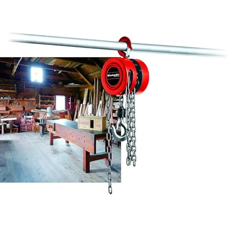 Einhell Kettenflaschenzug TC-CH 1000 (max. 1.000 Kilo auf max. 2,5 m Hubhöhe, robustes, geschlossenes Metallgehäuse für sichere Kettenführung, Lasthaken mit Sicherheitsbügel) – Bild 4