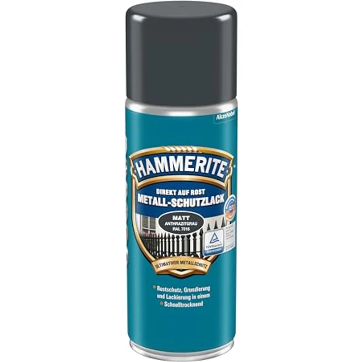 Hammerite Metall-Schutzlack Spray RAL 7016, Rostschutzlack in Anthrazitgrau, 400 ml – Bild 2