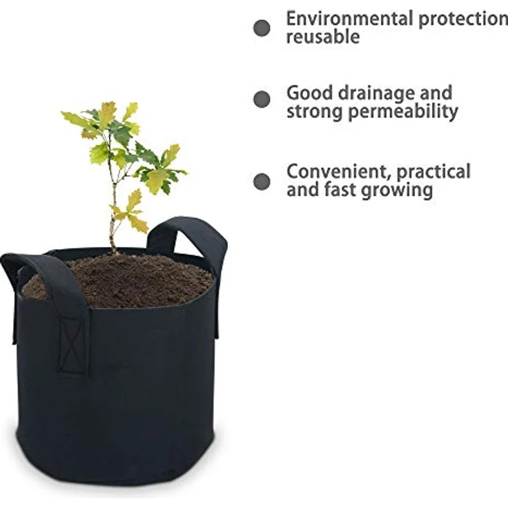 INTIRILIFE 10x Vlies Pflanzsack in 20 Liter - 5 Gallon - 30 x 25 cm – Pflanzen Übertopf aus Vliesstoff mit Tragegriffen für Garten, Gewächshaus UVM. – Pflanzkübel Pflanzgefäß Pflanzbeutel - Preisvergleich – Bild 5