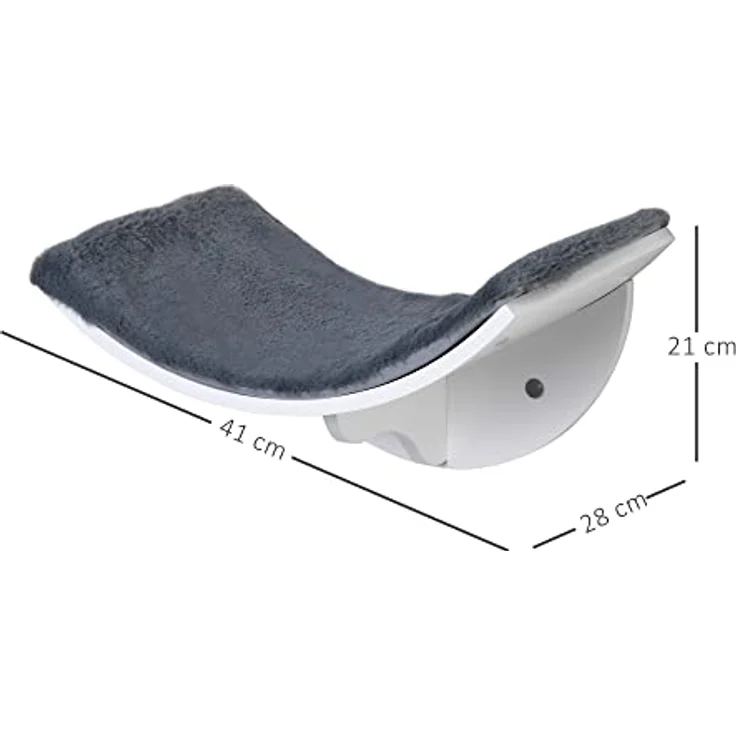 PawHut Katzenliege Katzen Wandliege Katzenbett Katzenregal Wandmontage Plüschauflage MDF Weiß+Grau 41 x 28 x 21 cm – Bild 3