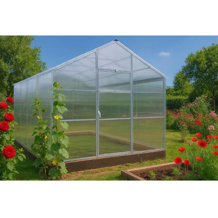 Garten Dream Polycarbonat Gewächshaus „Victoria“ 3x8m, Stahlrahmen mit 4mm Polycarbonat, für hohe Pflanzen und winterfest