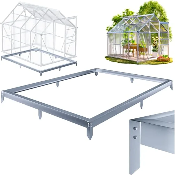 Gardebruk® Fundament für Gewächshaus 250x190 cm, verzinktes Stahlfundament mit Montagematerial und Bodenverankerung