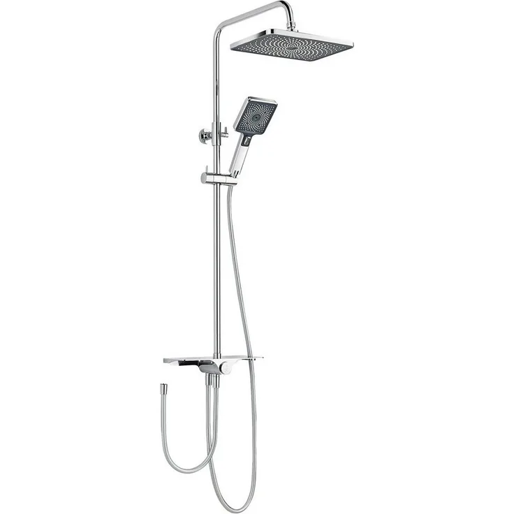 SCHÖNER WOHNEN-Kollektion Duschsystem VERINA mit Ablage, Höhe 118 cm, Chrom, Regendusche, wassersparend