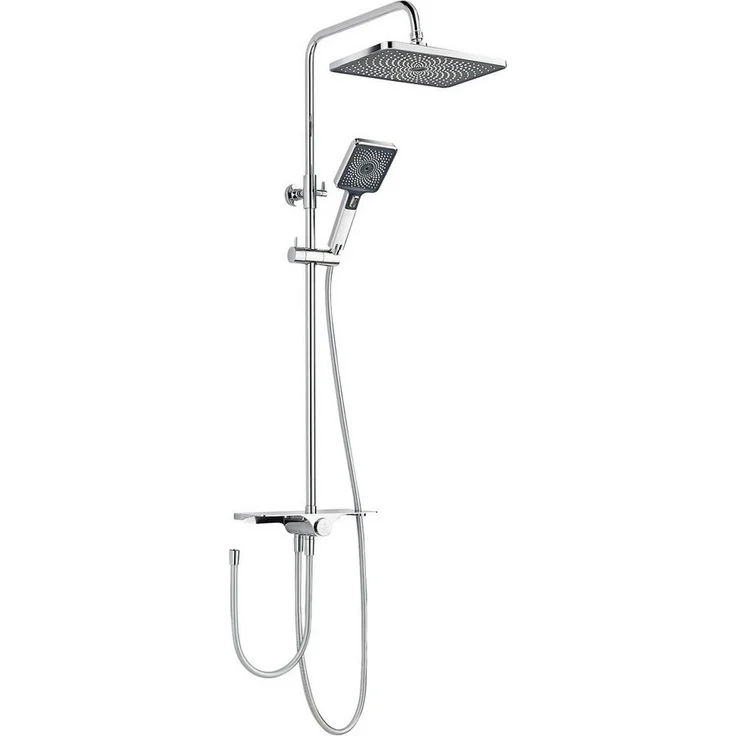 SCHÖNER WOHNEN-Kollektion Duschsystem VERINA mit Ablage, Höhe 118 cm, Chrom, Regendusche, wassersparend – Bild 1