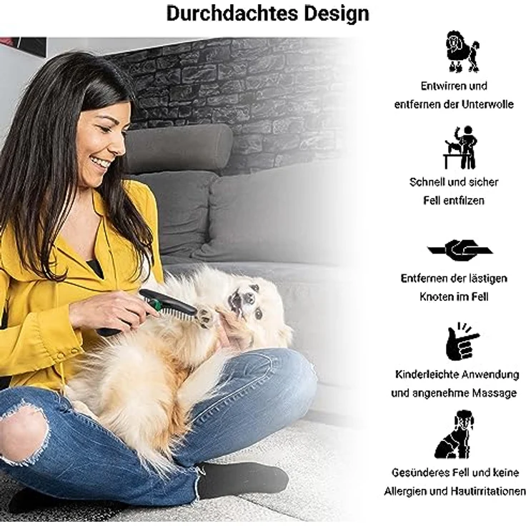 FinoPet Entfilzungsstriegel, Harkenkamm als Fellentwirrer für Hund und Katze, Hundebürste/Katzenbürste, Hundekamm/Katzenkamm zur Entfilzung und Entfernung der Unterwolle, Hundestriegel, Fellbürste – Bild 4
