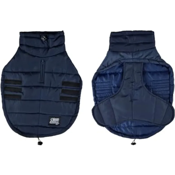 Hunde Mantel Winterjacke mit Zugband und Klettverschluß Hundemantel Hundebekleidung Jacken Kragen Jacke Hundejacke Wintermantel Parka warm Hundekleidung (Blau, S)
