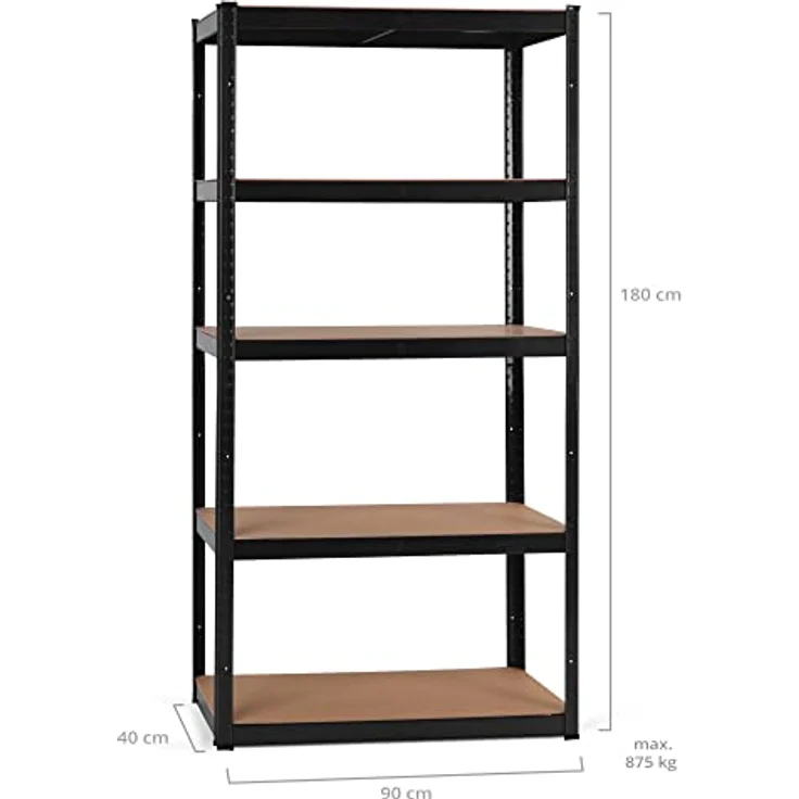 Stagecaptain Heavyrack Lagerregal 2X Set - 5 Böden - Pulverbeschichtetes Metall - Tragkraft 875 kg - Schwarz – Bild 2