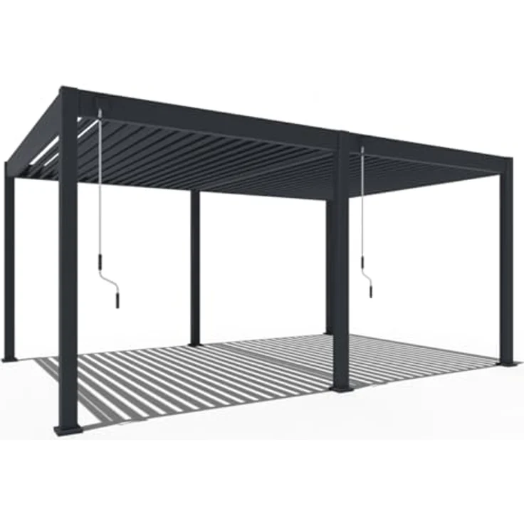 Weide SONNENSCHUTZ Weide Deluxe Voll-Alu-Pavillon 3,6 x 5,3 M Lamellendach anthrazit Pergola freistehend – Bild 1