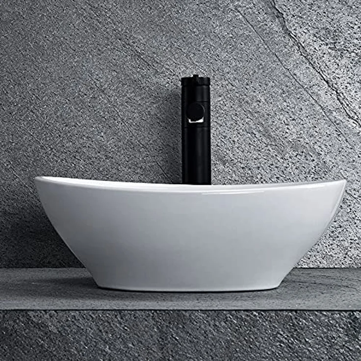 Rea Waschbecken Mini Oval, Aufsatzwaschbecken aus Keramik, 27x34 cm, Weiß – Bild 2