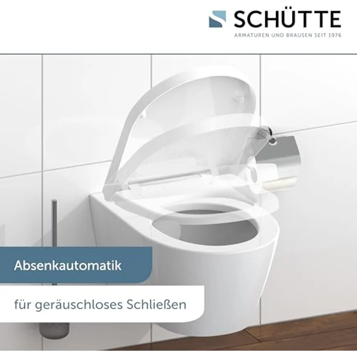 Schütte WC-Sitz Duroplast D-Form, mit Absenkautomatik und Schnellverschluss, weiß – Bild 5