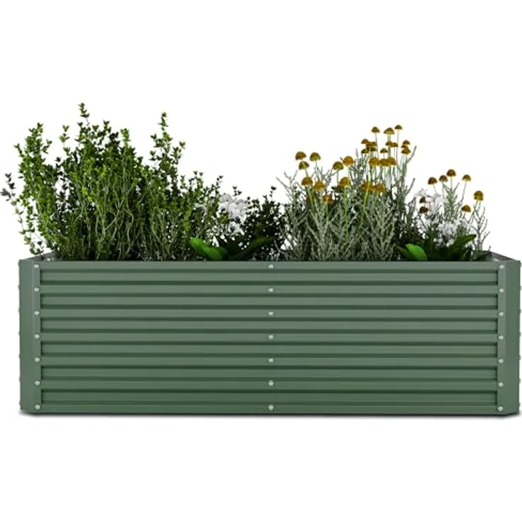 blumfeldt High Grow Straight Hochbeet, 1200 L Metall-Hochbeet Aus Wetterfestem Galvalume-Stahl Für Blumen, Kräuter & Gemüse – Rostbeständig, Offene Bodenstruktur, Einfacher Aufbau