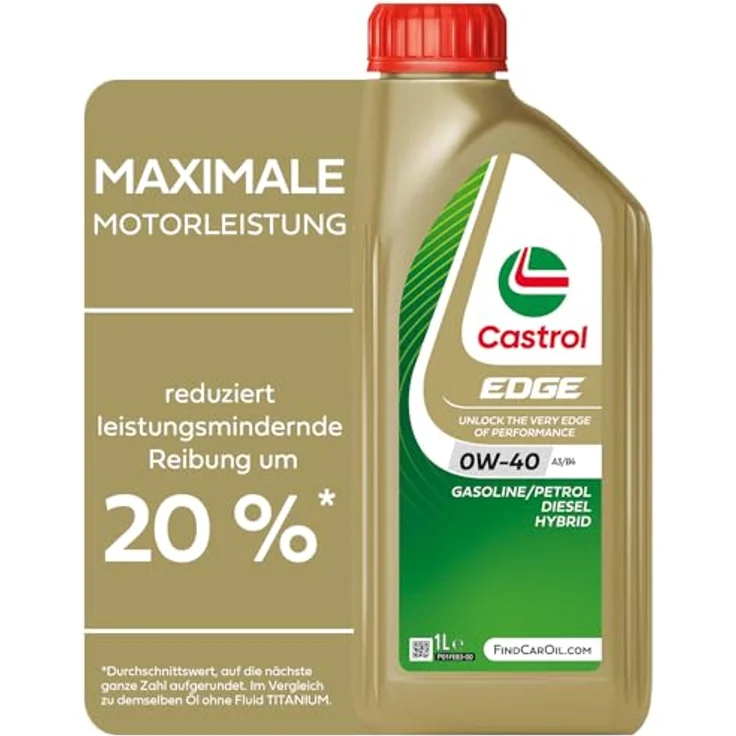 Castrol Motoröl Edge 0W-40 A3/B4 H 1F, Hochleistungs-Motoröl für Hybridfahrzeuge, 1 l – Bild 1