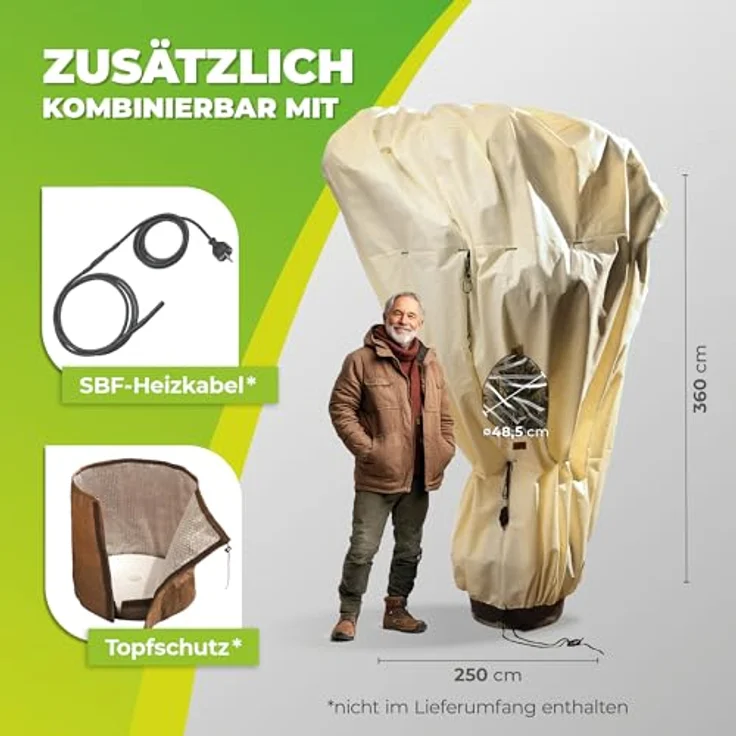 Bio Green Kübelpflanzen Sack Vlieshaube Mammuth WINDOW 360x250cm VS 360250W – Bild 4