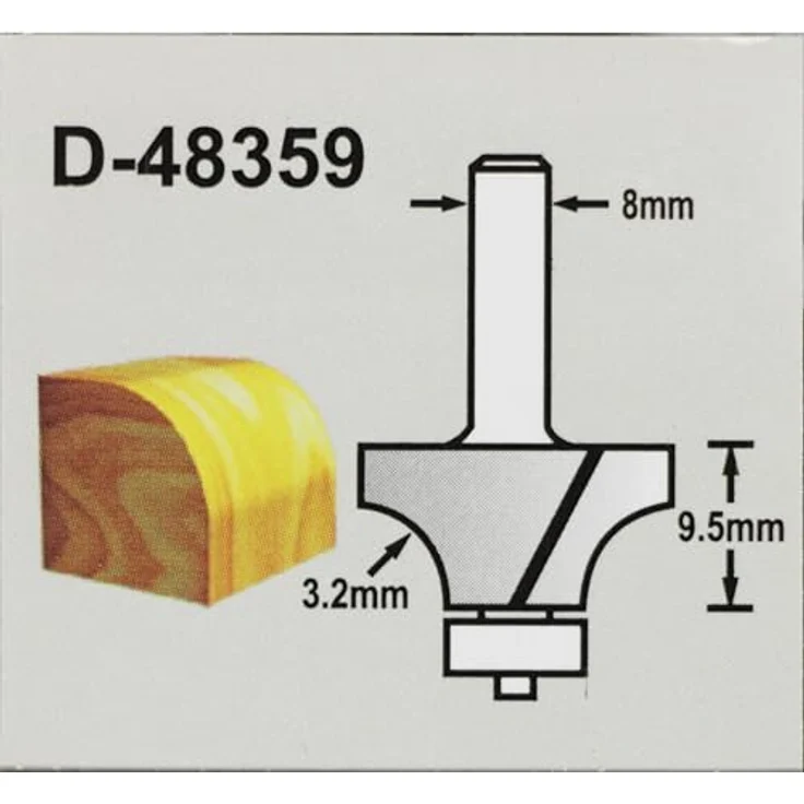 Makita D-48359 Abrundfräser, 19 mm Ø, 8 mm Schaft, mit Kugellager, 53 mm Gesamtlänge – Bild 2