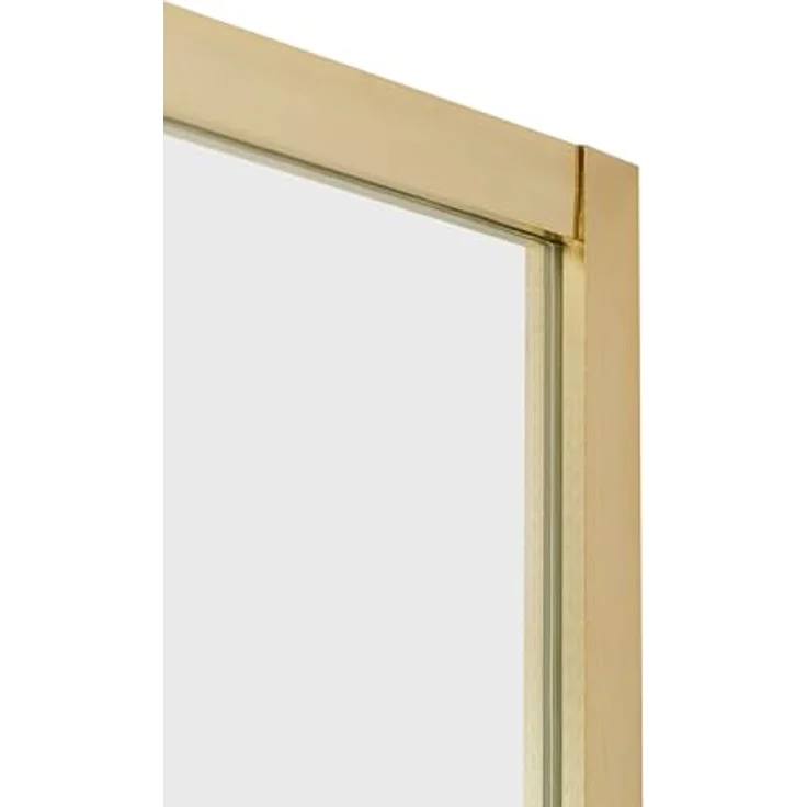 Beliani Duschkabine Gold, Halbrund 90x90 cm, 185 cm hoch, mit Sicherheitsglas, Aluminiumprofil und 2 Schiebetüren, Magnetschloss – Bild 5