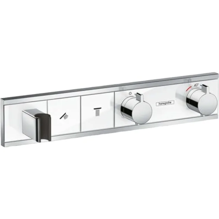 Hansgrohe Brausethermostat RainSelect für 2 Verbraucher, Unterputz mit integriertem Brausehalter - Weiß/Chrom