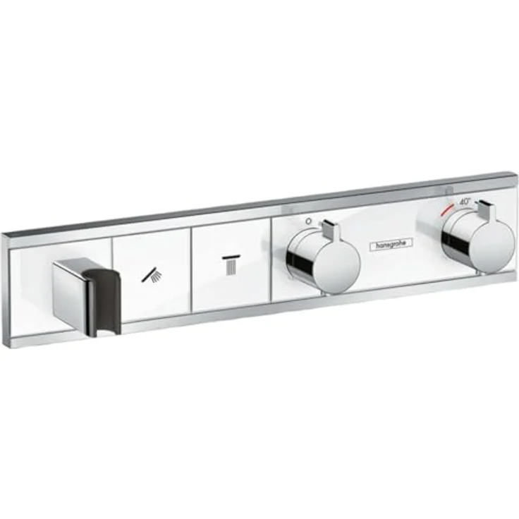 Hansgrohe Brausethermostat RainSelect für 2 Verbraucher, Unterputz mit integriertem Brausehalter - Weiß/Chrom – Bild 1