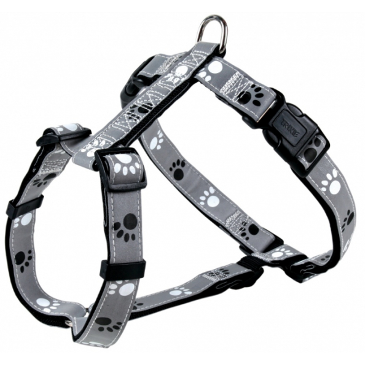 Trixie Silver Reflect H-Geschirr schwarz-silbergrau M-L: 50-75 cm/25 mm – Bild 1