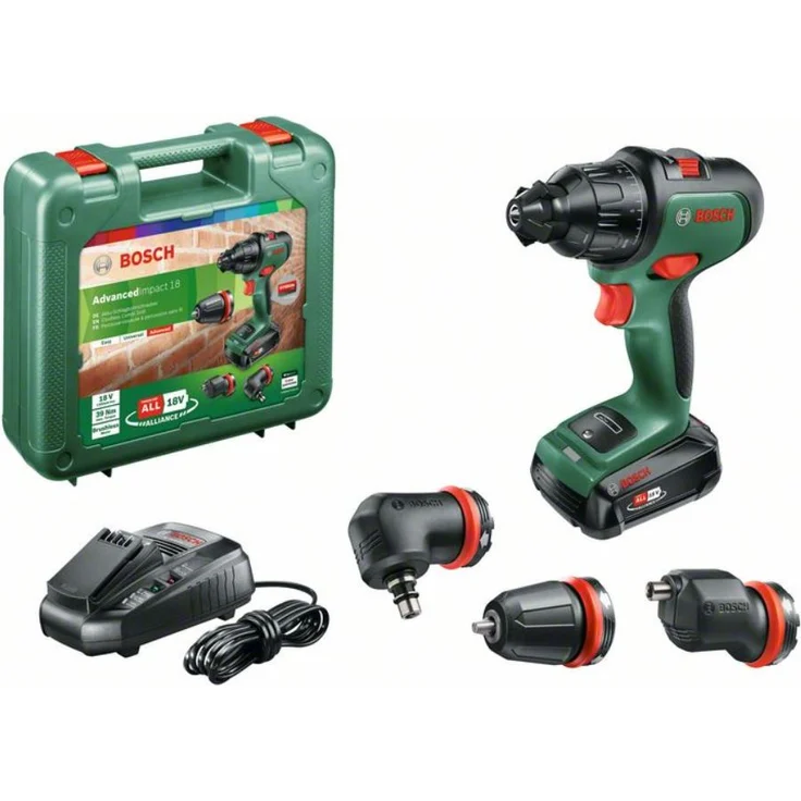 Bosch Advanced Impact 18 06039B510A Power for All 18V Akku-Schlagbohrschrauber 1 x 2,5 Ah mit Akku mit Ladegerät mit Tragekoffer mit 3 Aufsätzen – Bild 2