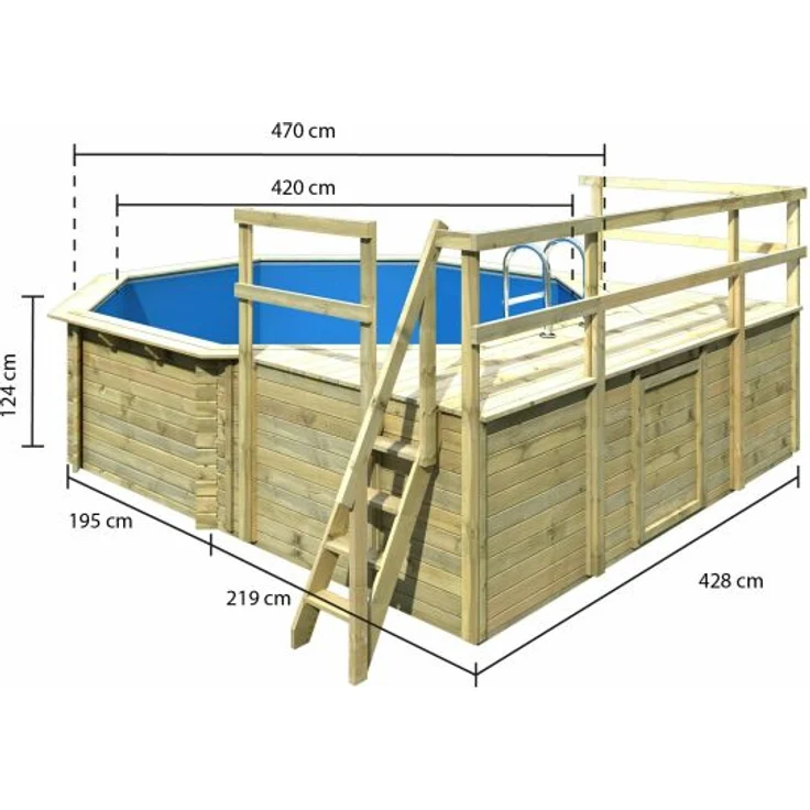 Karibu Pool Modell 2D Classic inkl. KDI Holzdeck & Edelstahlleiter 490 x 120 cm – Bild 2