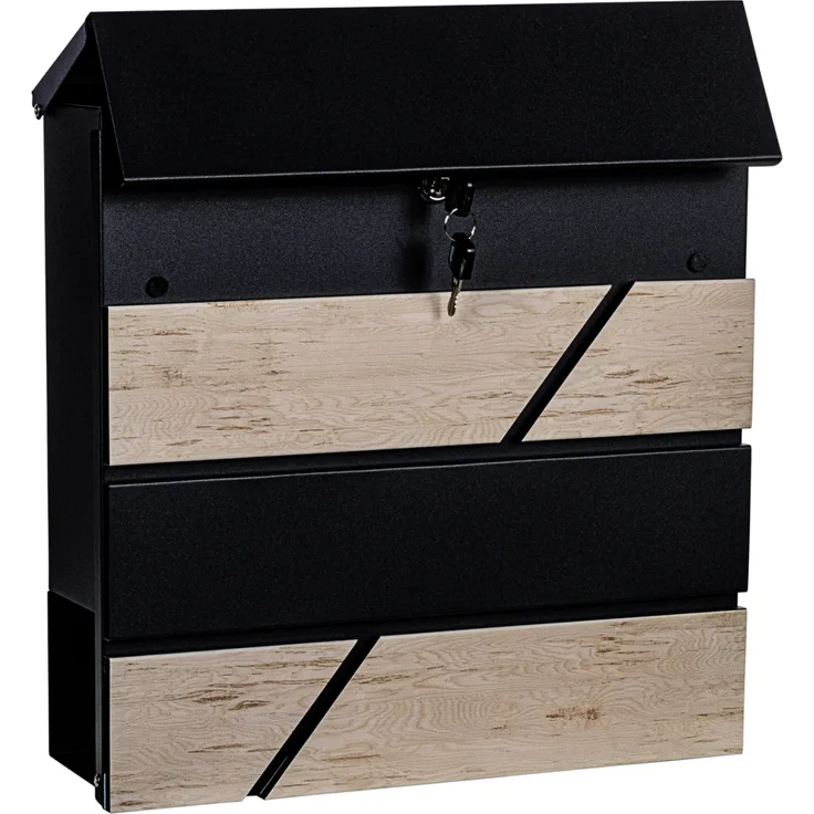 STILISTA Wandbriefkasten 370x370x110 Holz-Schwarz Seoul