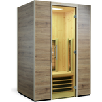 Infraworld Infrarotkabine Basel 125, 125x115x200cm, Sole-Therme-Pur, Eiche-Dekor und Fichtenholz, Flächenheizsystem, Vitallight-Infrarotstrahler, Tür rechts