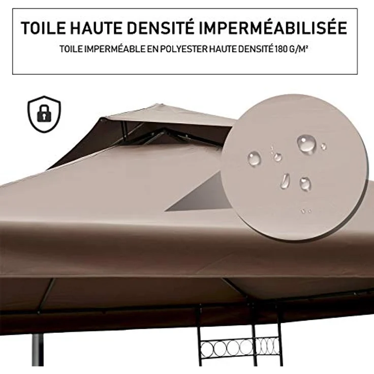 Ersatzdach für Metall-Gartenpavillon 3x4m kaffeebraun - kaffeebraun - Outsunny – Bild 7