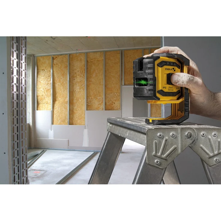 STABILA Kreuzlinienlaser LAX 300 G, 4-teiliges Set, selbstnivellierend, helle grüne Laser-Linien mit Lotpunkten, Reichweite bis 30 m, Schutzklasse IP 54, Zielplatte, Wandhalterung, Tasche – Bild 7