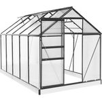 BRAST Gewächshaus Aluminium 310x190x195cm Grau mit Fundament rostfrei TÜV geprüft Alu Treibhaus Glashaus Tomatenhaus