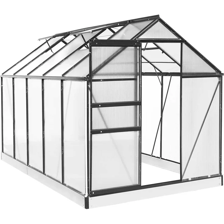 BRAST Gewächshaus Aluminium 310x190x195cm Grau mit Fundament rostfrei TÜV geprüft Alu Treibhaus Glashaus Tomatenhaus – Bild 1