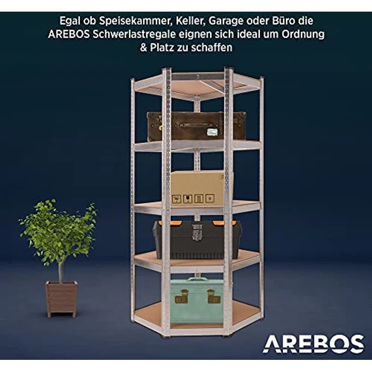 Eckregal Lagerregal Schwerlastregal Werkstattregal Steckregal Regal 875kg - Silber - Arebos – Bild 4