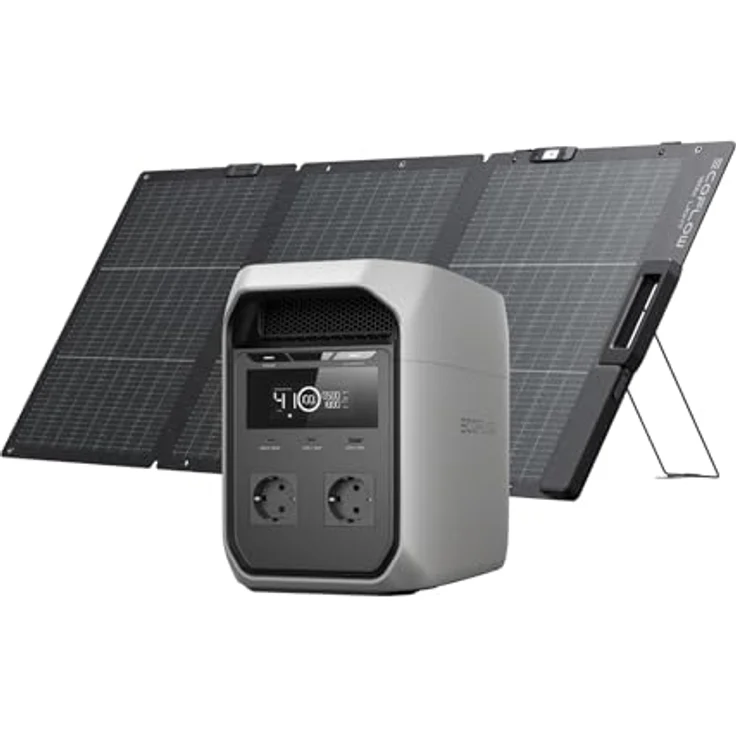 EcoFlow DELTA 3 Classic Tragbare Powerstation, 1024 Wh LiFePO4, 1800 W AC Ausg./3600 W Spitzen, mit 160 W Solarpanel, hellgrau – Bild 2