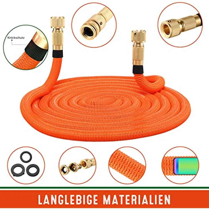 Gardebruk Gartenschlauch flexibel 3fach Latexkern Vollmessing Adapter outdoor Flexschlauch Wasserschlauch – Bild 6