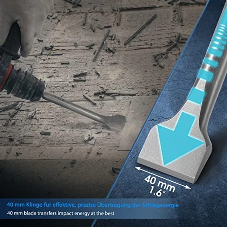 S&R Fliesenmeißel SDS-plus 250 x 40 mm, angewinkelt, gehärtet, Profi-Qualität, Made in Germany – Bild 3